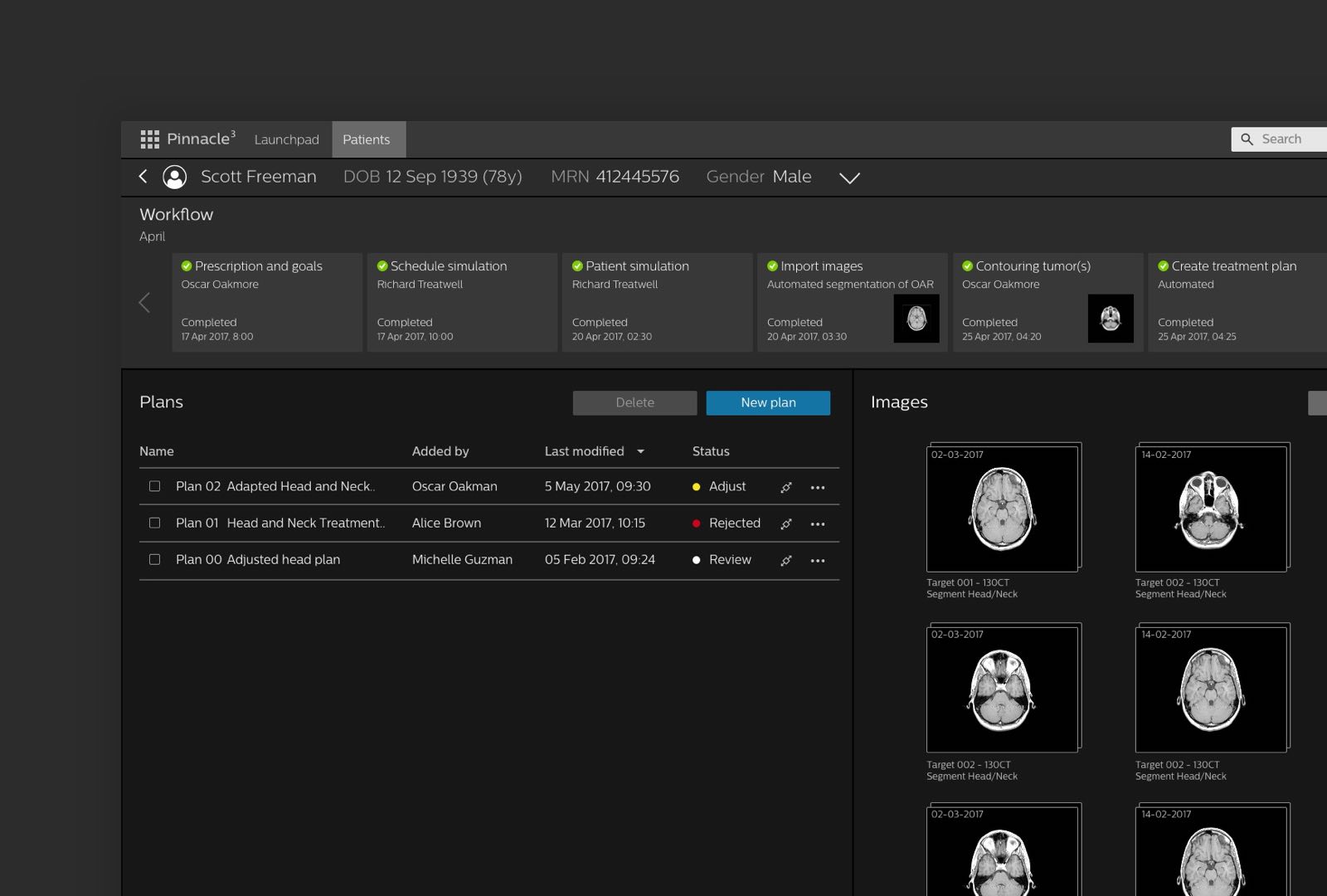 Radiation therapy planning interface for healthcare professionals